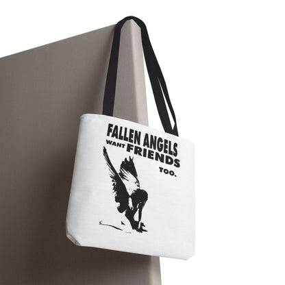 Stylish AOP Tote Bag - Unique Bird Design, Fallen Angels Quote, Perfect Gift for Nature Lovers, Trendy Shopping Bag