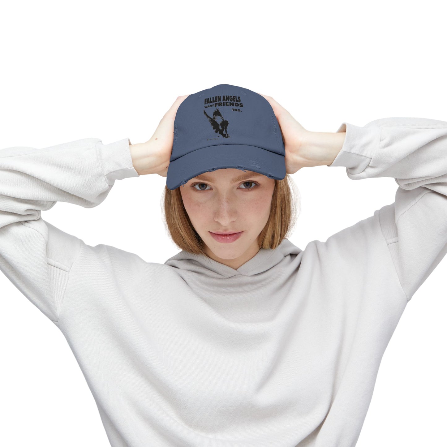 Unisex Distressed Cap with Graphic Design, Trendy Hat, Casual Accessories for Friends, Pet Lovers, Everyday Wear, Unique Gift Idea