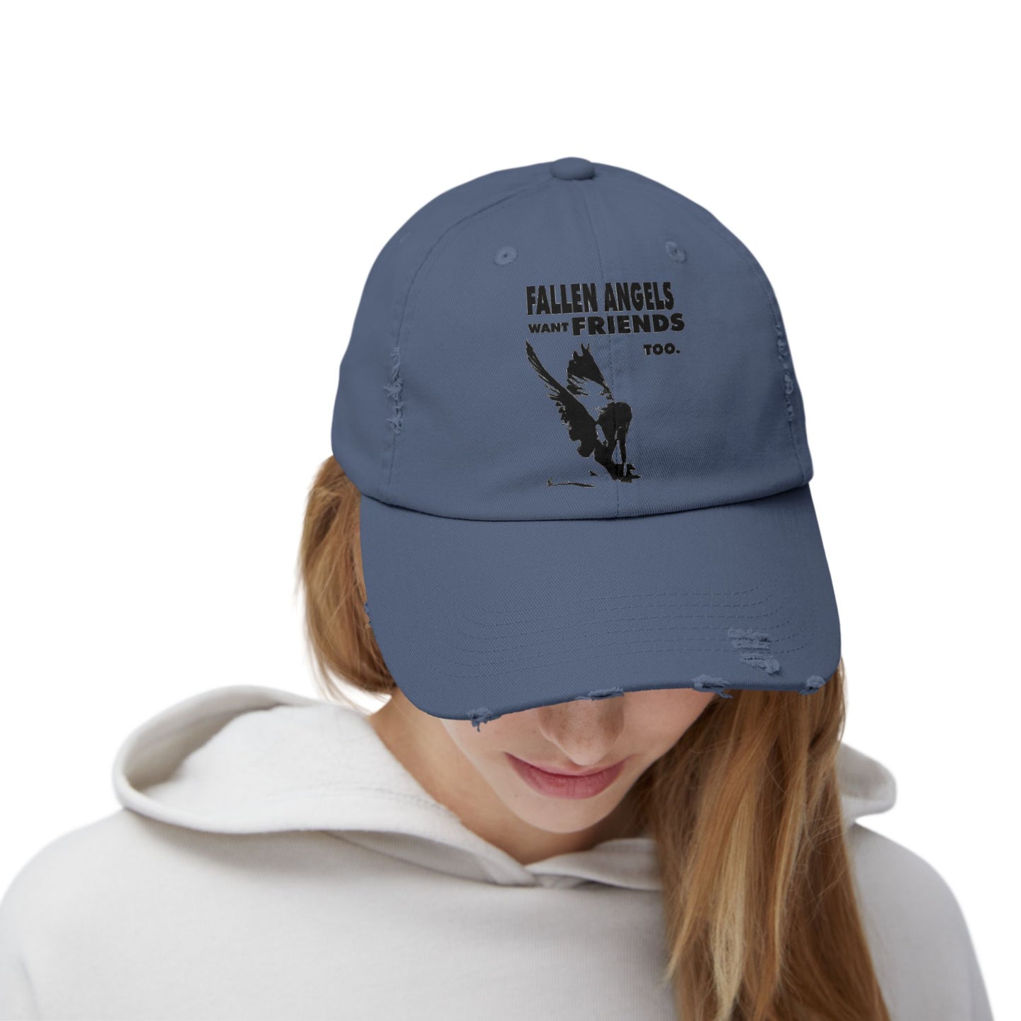 Unisex Distressed Cap with Graphic Design, Trendy Hat, Casual Accessories for Friends, Pet Lovers, Everyday Wear, Unique Gift Idea