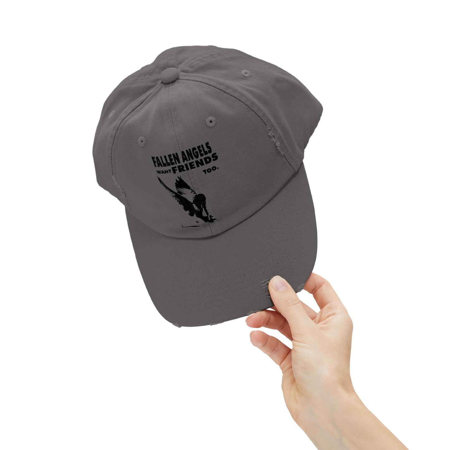 Unisex Distressed Cap with Graphic Design, Trendy Hat, Casual Accessories for Friends, Pet Lovers, Everyday Wear, Unique Gift Idea