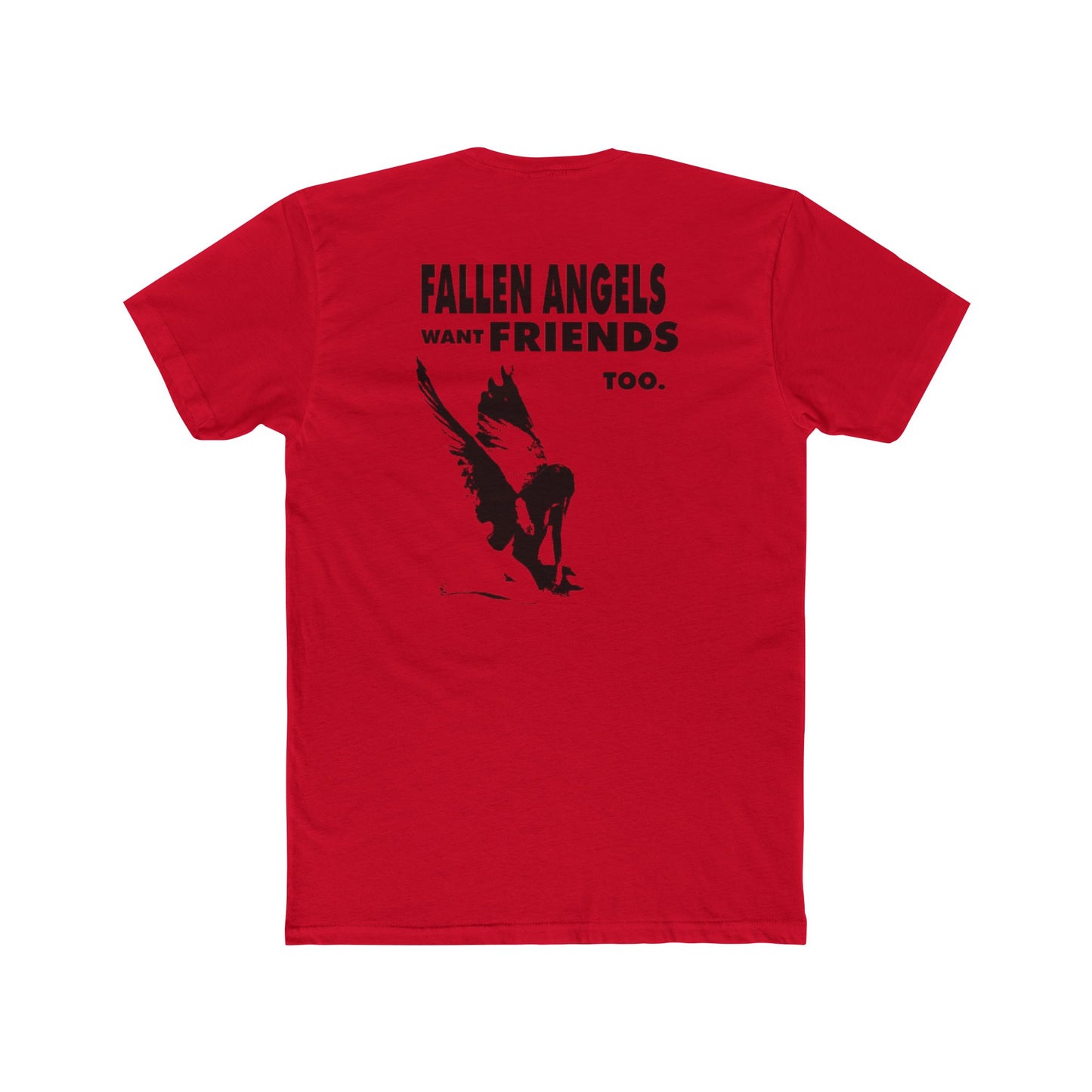 Stylish Graphic Tee with 'fallen angels want friends too' Design, Unisex Crew Shirt, Trendy Casual Wear, Perfect for Street Style, Gift for Music Lovers