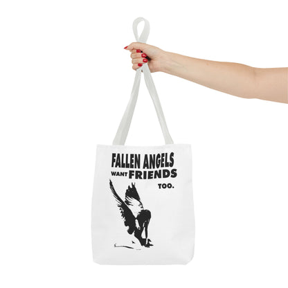 Stylish AOP Tote Bag - Unique Bird Design, Fallen Angels Quote, Perfect Gift for Nature Lovers, Trendy Shopping Bag
